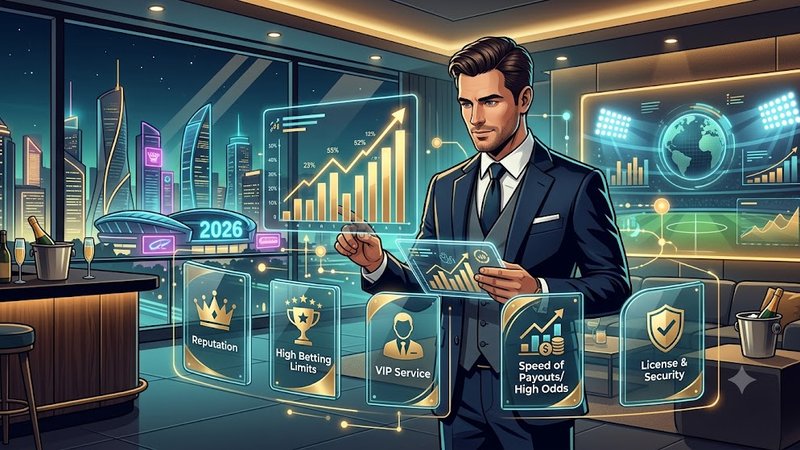 Современная иллюстрация с элементами роскоши для статьи о выборе премиального букмекера VIP сегмента